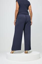 YOURS LONDON Plus Size Navy Blue Pleated Trousers | Yours Clothing 4