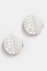 Silver Tone Diamante Disc Earrings | Yours Clothing  3