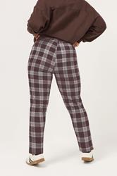 YOURS Plus Size Chocolate Brown Check Crepe Tapered Trousers | Yours Clothing 2