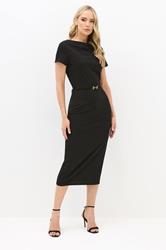 LTS Tall Black Midi Buckle Dress 3