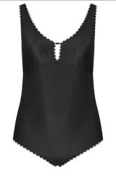 YOURS Curve Black Contrast Blanket Stitch Plunge Swimsuit