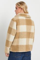 PixieGirl Petite Women's Natural Brown Check Teddy Fleece Jacket | PixieGirl 2