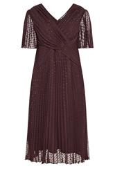 YOURS LONDON Curve Chocolate Brown Metallic Dobby Wrap Dress