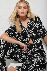 Petite Black Leaf Print Shirt | PixieGirl 3