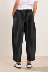 PixieGirl Petite Womens Black Stripe Barrel Leg Trousers | PixieGirl 2