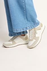 White Quilted Wedge Trainer In Wide E Fit | Yours Clothing 1