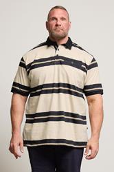 KAM Stone Brown Striped Short Sleeve Rugby Polo Shirt | BadRhino 3