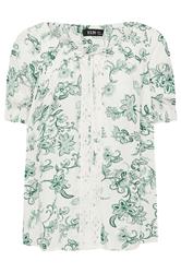 YOURS Curve Green Floral Crochet Top