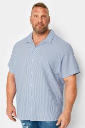 JACK & JONES Big & Tall Blue Stripe Seersucker Shirt | BadRhino 2