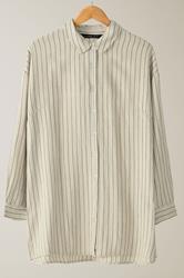 EVANS Curve Natural Brown Stripe Print Premium Linen Shirt