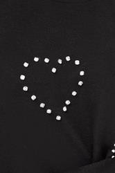 YOURS Plus Size Black Diamante Heart Jumper | Yours Clothing 4