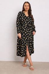 EVANS Plus Size Black Spot Print Split Front Dress | Evans 3