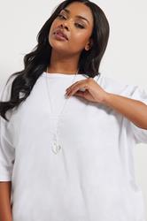Silver Tone Diamante Chain Heart Necklace | Yours Clothing 1