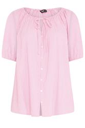 Yours Curve Pink Stripe Tie Neck Top