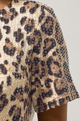 PixieGirl Petite Women's Brown Animal Sequin T-Shirt Mini Dress | PixieGirl 5