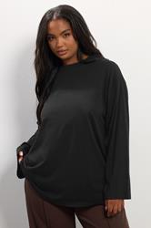YOURS Plus Size Black Seam Detail Skater Top | Yours Clothing 3