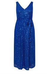 YOURS LONDON Curve Cobalt Blue Sequin V-Neck Maxi Dress