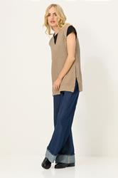 PixieGirl Petite Women's Beige Brown Knitted Sleeveless Jumper | PixieGirl 1