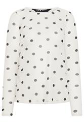 LTS Tall White Polka Dot Mesh Top
