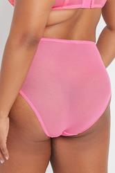 YOURS Plus Size Pink Floral Lace Mesh Full Briefs | Yours Clothing 2