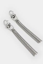 Silver Tone Diamante Chain Tassel Earrings | Yours Clothing 2