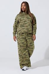 LIMITED COLLECTION Plus Size Khaki Green Print Hoodie | Yours Clothing 1