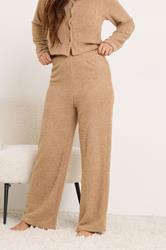 PixieGirl Petite Women's Camel Brown Chenille Wide Leg Trousers | PixieGirl 1