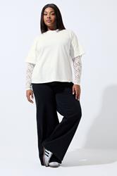 LIMITED COLLECTION Plus Size White Lace Long Sleeve T-Shirt  | Yours Clothing 1