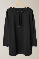 EVANS Curve Black Luxe Zip Detail Sweatshirt