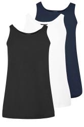 YOURSET 3 PACK Curve Navy Blue & Black Core Vest Tops