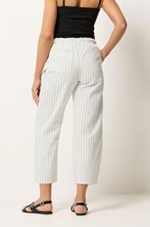 M&Co White Stripe Cotton Wide Leg Cropped Trousers | M&Co 5
