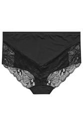 YOURS Plus Size Black Microfibre Lace Shorts | Yours Clothing 6