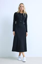 LTS Tall Black Button Detail A-Line Midaxi Dress | Long Tall Sally  3