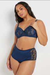 YOURSET 2 PACK Plus Size Navy Blue & White Embroidered Full Briefs | Yours Clothing 5