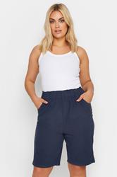 YOURSET 2 PACK Plus Size Black & Navy Blue Cool Cotton Shorts | Yours Clothing 2