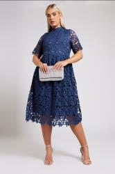 YOURS LONDON Plus Size Blue Crochet Lace Midi Dress | Yours Clothing 3