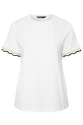 YOURS Curve White Metallic Crochet Trim T-Shirt