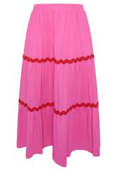 YOURS Curve Pink Contrast Swirl Maxi Skirt