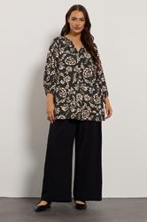 EVANS Plus Size Black Floral Notch Neck Blouse | Evans 1