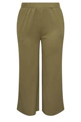 YOURS Plus Size Khaki Green Elasticated Waist Textured Trousers | Yours Clothing 5