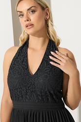 YOURS LONDON Plus Size Black Lace Halterneck Maxi Dress | Yours Clothing  2