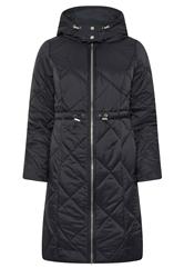 M&Co Petite Black Diamond Quilted Midi Coat | M&Co 5