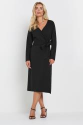 M&Co Petite Black Long Sleeve Wrap Midi Dress | M&Co 1