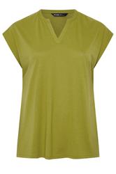 YOURS Curve Green Notch Neck T-Shirt