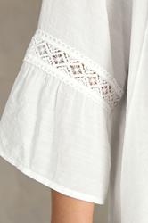 EVANS Plus Size White Crochet Detail Tie Neck Blouse | Evans  5