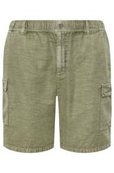 BadRhino Big & Tall Khaki Green Washed Cotton Slub Cargo Shorts