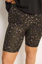 YOURSET 2 PACK Plus Size Black Leopard Stretch Cycling Shorts | Yours Clothing 8
