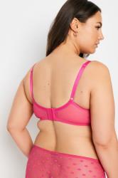 YOURS Plus Size Hot Pink Dot Print Lace Padded Bra | Yours Clothing 2