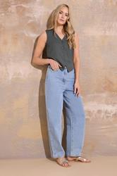 LTS Tall Grey Sleeveless Waistcoat Top | Long Tall Sally 1