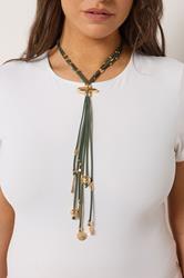 Gold Tone Cord Beaded Necklace | Yours Clothing 1